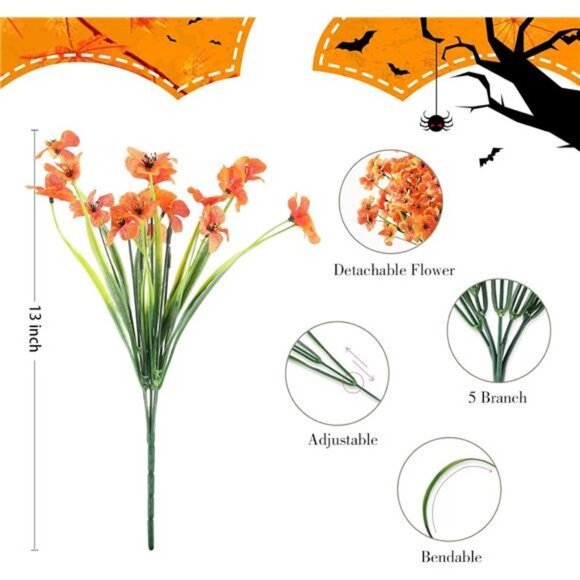 24 Bundles Artificial Fall Flowers Outdoor Indoor Decoration, Fake Plastic - Picture 2 of 7